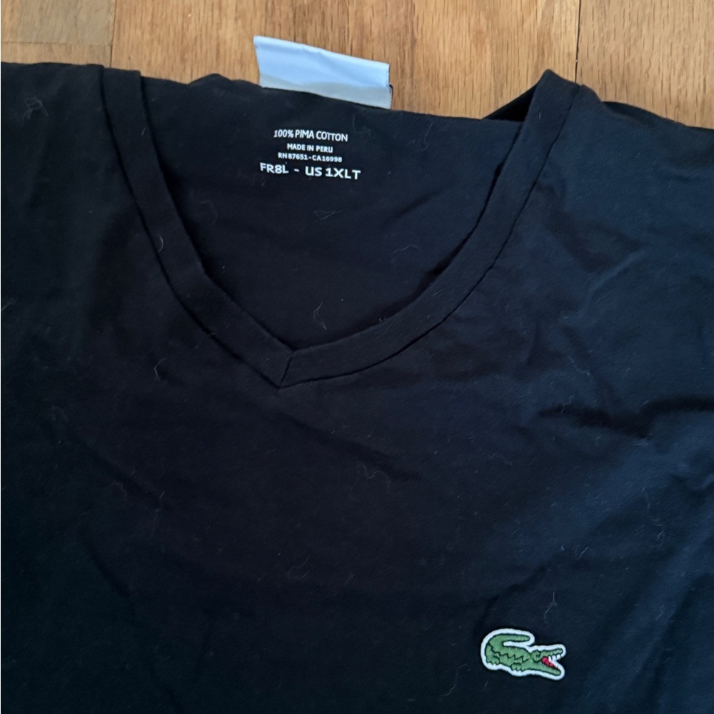 Lacoste Men's Black V-Neck T-Shirt